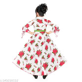 Printed cotton blend A-Line maxi dress for girls, suitable for various occasions and seasons. Available in sizes 5-6 Years, 6-7 Years, 7-8 Years, 8-9 Years, and 9-10 Years. Made in India